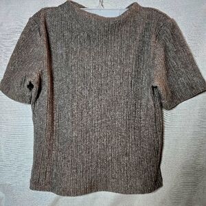 Brown Knit Short Sleeve Top